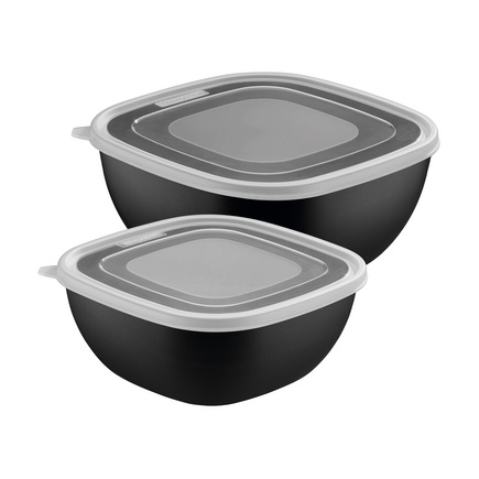 Jogo de Potes Tramontina MixColor em Polipropileno Preto com Tampa Transparente 2 Pe&ccedil;as Cor Preto - SKU 25098005