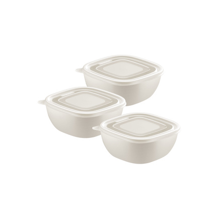 Jogo de Potes Tramontina MixColor em Polipropileno Algod&atilde;o com Tampa Transparente 600 ml 3 Pe&ccedil;as - SKU 25098302