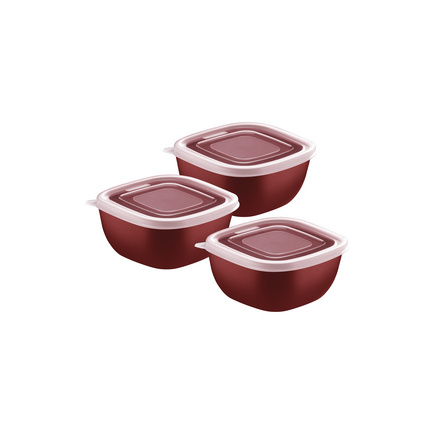 Jogo de Potes Tramontina MixColor em Polipropileno Vermelho com Tampa Transparente 300 ml 3 Pe&ccedil;as Cor Vermelho - SKU 25098701