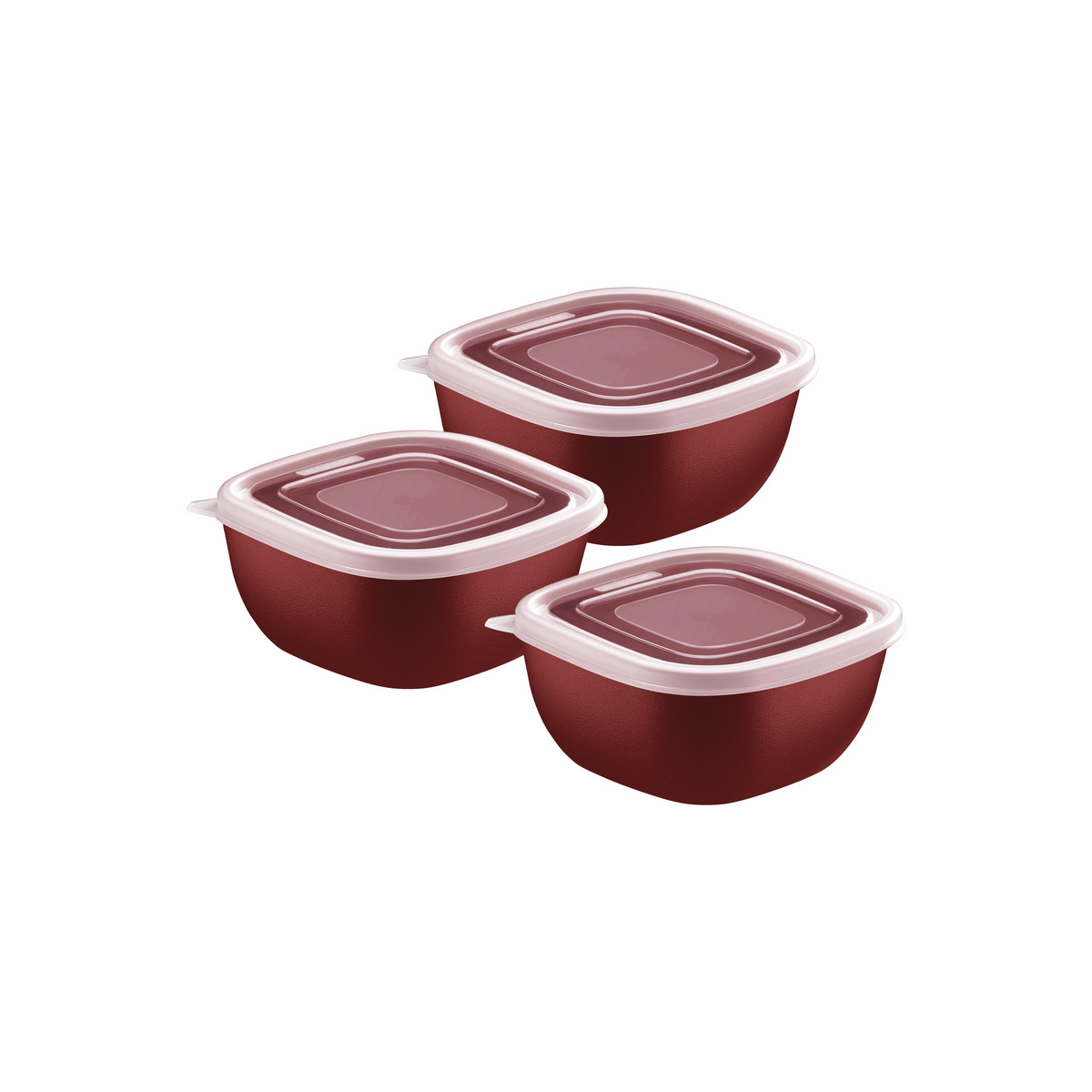 Jogo de Potes Tramontina MixColor em Polipropileno Vermelho com Tampa Transparente 300 ml 3 Pe&ccedil;as Cor Vermelho - SKU 25098701 - 1 image number 0