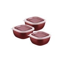 Jogo de Potes Tramontina MixColor em Polipropileno Vermelho com Tampa Transparente 300 ml 3 Pe&ccedil;as Cor Vermelho - SKU 25098701 - 1 image number 0