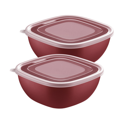 Jogo de Potes Tramontina MixColor em Polipropileno Vermelho com Tampa Transparente 2L 2 Pe&ccedil;as Cor Vermelho - SKU 25098704