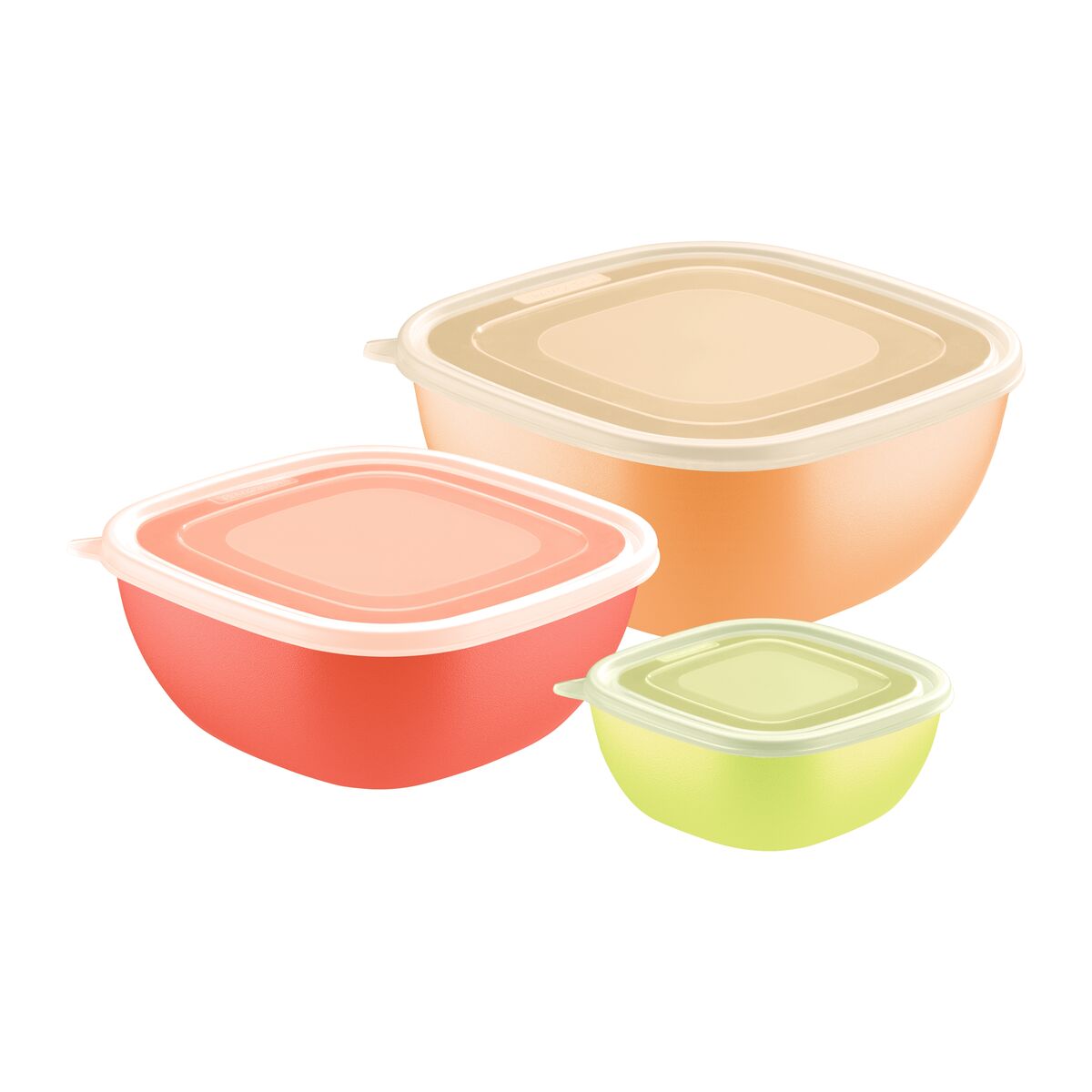 Tramontina Mixcolor 3-Piece Set of Colored Polypropylene Containers with Transparent Lid