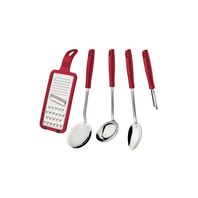 Tramontina Easy stainless steel utensil set with red polypropylene handles, 5 pcs