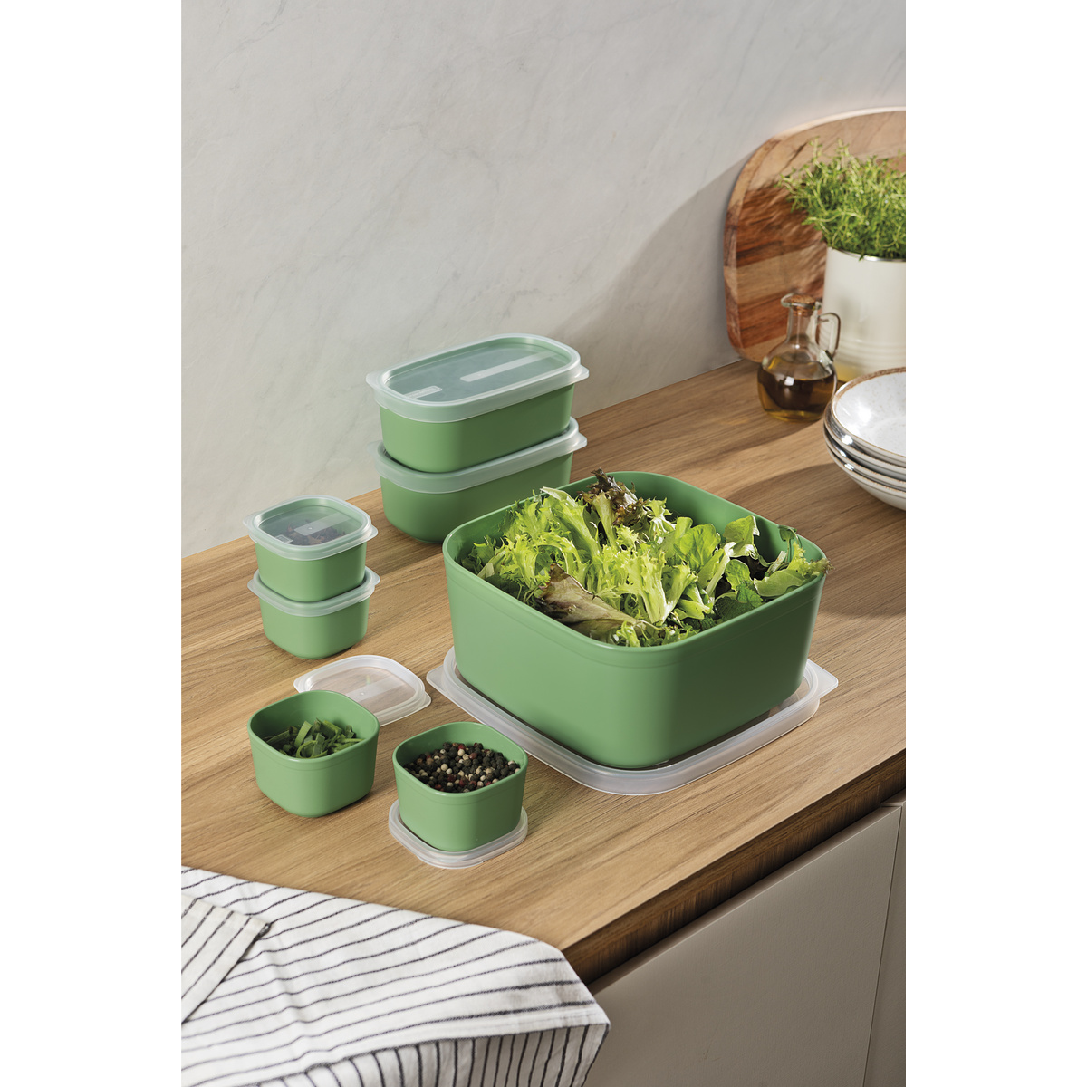 Jogo de Potes Tramontina MixColor em Polipropileno Verde Sálvia com Tampa Transparente 7 Peças Cor Verde - SKU 25499209 - 3 image number 2