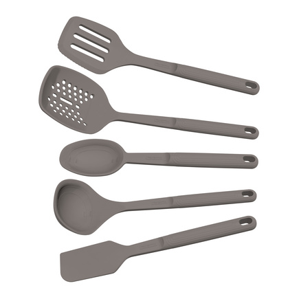Jogo de Utens&iacute;lios Tramontina Softta em Silicone Cinza 05 Pe&ccedil;as Cor Cinza - SKU 25899600 - 1
