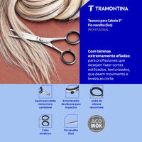 Tesoura Profissional para Cabelo Tramontina em A&ccedil;o Inox com Fio Navalha Liso 5" - SKU 25980005 - 3 image number 2