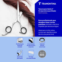 Tesoura Profissional para Cabelo Tramontina em A&ccedil;o Inox com Fio Laser MIcrosserrilhado e Apoio Fixo para Dedo 6" - SKU 25986006 - 3 image number 2