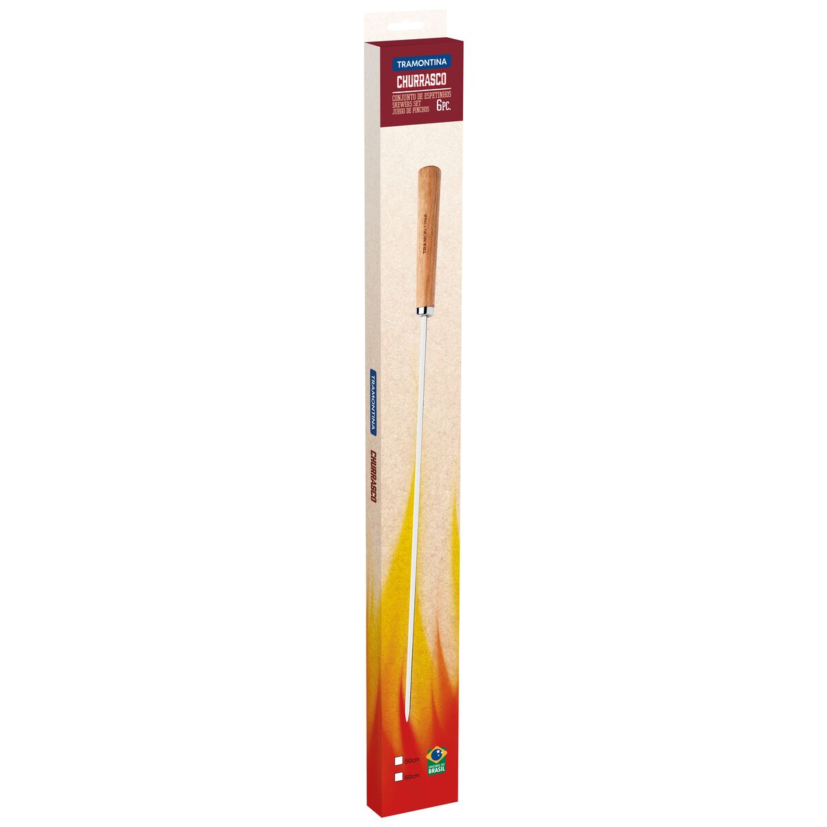 Conjunto de Espetinhos Tramontina em A&ccedil;o Inox com Cabo de Madeira 50 cm 6 Pe&ccedil;as - SKU 26499011 - 3 image number 2