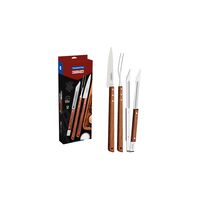 Tramontina stainless steel and wood barbecue kit with tongs, 3pc set