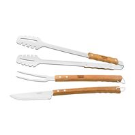 Tramontina stainless steel barbecue set with wood handles, 3 pcs
