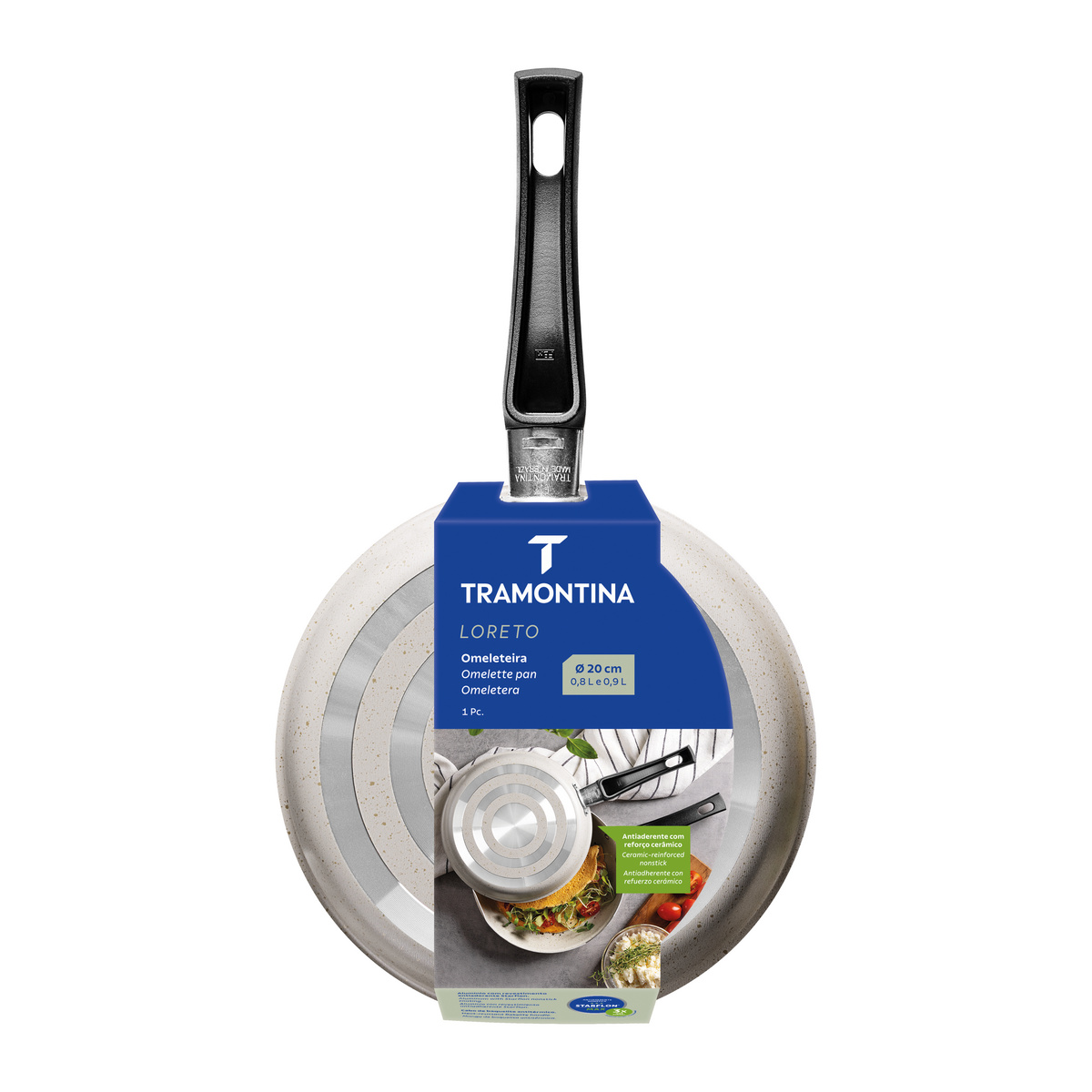 Omeleteira Tramontina Loreto em Alum&iacute;nio com Revestimento Interno Antiaderente Starflon Max com Cabos Baquelite 20 cm Bege - SKU 27805347 - 3 image number 2