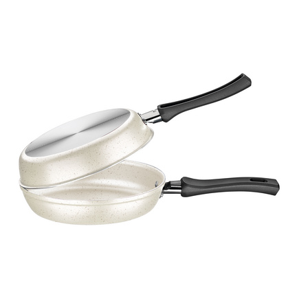 Omeleteira Tramontina Loreto em Alum&iacute;nio com Revestimento Interno Antiaderente Starflon Max com Cabos Baquelite 20 cm Bege - SKU 27805347