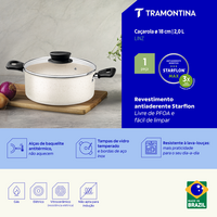 Ca&ccedil;arola Tramontina Linz em Alum&iacute;nio com Revestimento Interno e Externo em Antiaderente Starflon Max Bege 18 cm 2 L Cor Bege - SKU 27805357 - 2 image number 1