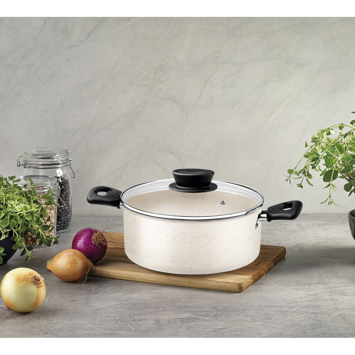 Ca&ccedil;arola Tramontina Linz em Alum&iacute;nio com Revestimento Interno e Externo em Antiaderente Starflon Max Bege 18 cm 2 L Cor Bege - SKU 27805357 - 3 image number 2