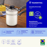 Cuscuzeira Tramontina Turim em Alum&iacute;nio com Revestimento Interno e Externo em Antiaderente Starflon Max Bege 10 cm 0,8 L - SKU 27805358 - 3 image number 2