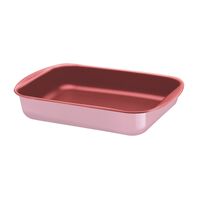 Tramontina My Lovely Kitchen pink aluminum deep baking and roasting pan with pattern and interior Starflon Max red non-stick coating, 34 cm and 4.9 L