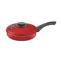Tramontina My Lovely Kitchen red aluminum griddle pan with interior Starflon Max pink non-stick coating and Bakelite handle, 24 cm and 2 L