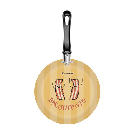 Frigideira Tramontina em Alum&iacute;nio com Revestimento Interno em Antiaderente Starflon Max e Externo Siliconado com Estampa Bacontente 24 cm 1,2 L - SKU 27812106