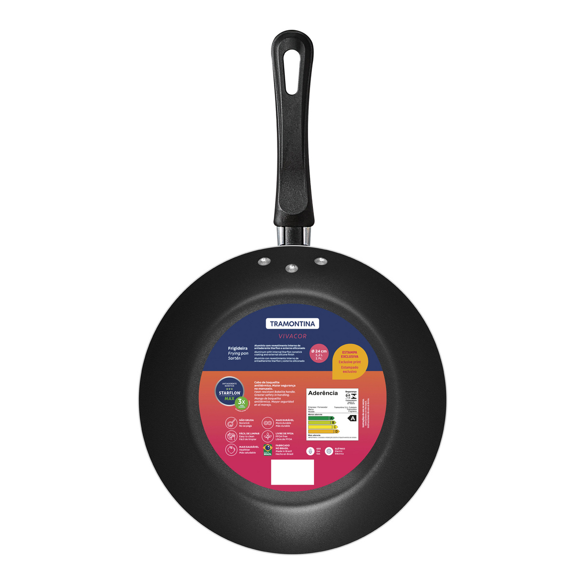 Frigideira Tramontina em Alum&iacute;nio com Revestimento Interno em Antiaderente Starflon Max e Externo Siliconado com Estampa Mood 24 cm 1,2 L - SKU 27812108 - 5 image number 4