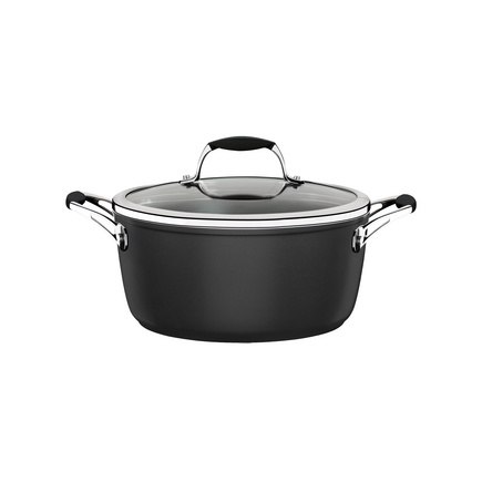 Ca&ccedil;arola Tramontina em Alum&iacute;nio com Revestimento Interno e Externo Antiaderente Starflon Preto com Tampa de Vidro 22 cm 3,5 L Cor Preto - SKU 27816078