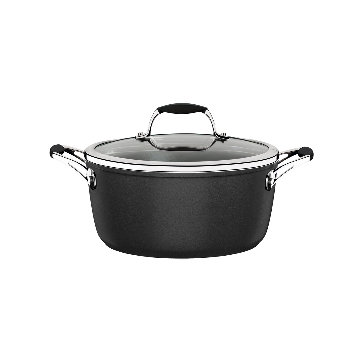 Ca&ccedil;arola Tramontina em Alum&iacute;nio com Revestimento Interno e Externo Antiaderente Starflon Preto com Tampa de Vidro 22 cm 3,5 L Cor Preto - SKU 27816078 - 1 image number 0