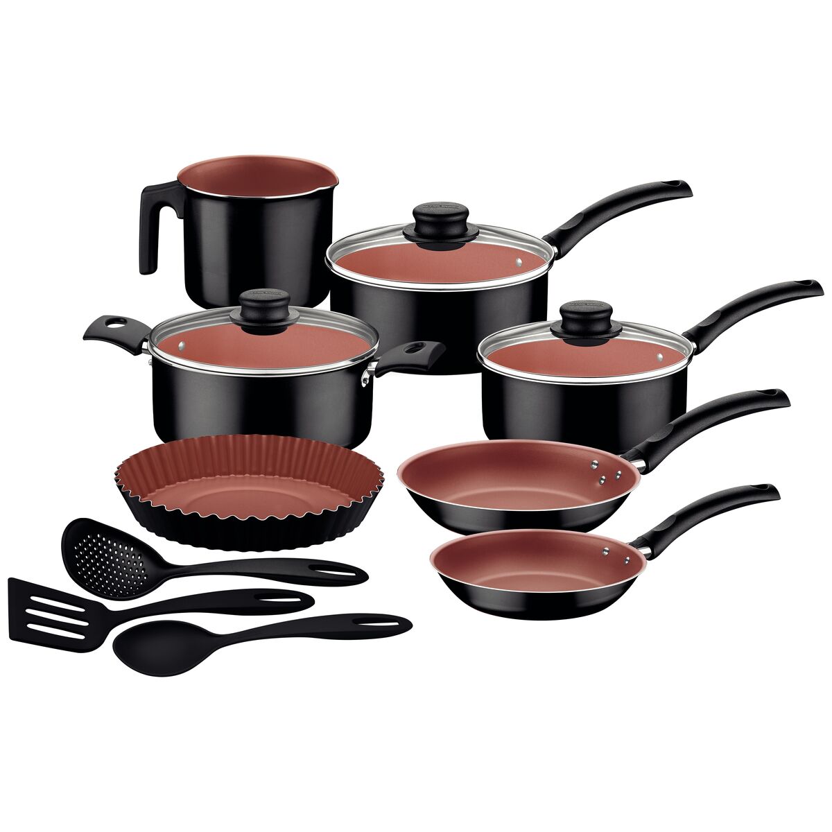 Batería de Cocina Tramontina Práctica 46 Piezas Negra con Cobre
