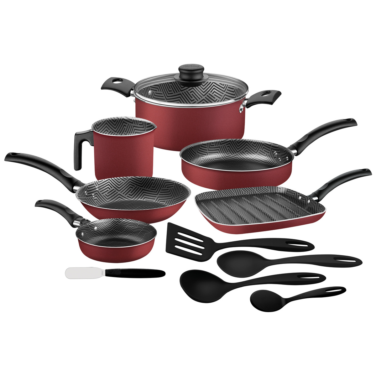 Batería de Cocina Tramontina Práctica 41 Piezas Roja