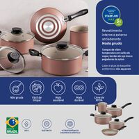 Jogo de Panelas Tramontina Linz em Alum&iacute;nio com Revestimento Interno e Externo em Antiaderente Starflon Max Marrom 5 Pe&ccedil;as Cor Dark gray - SKU 28299305 - 6 image number 5