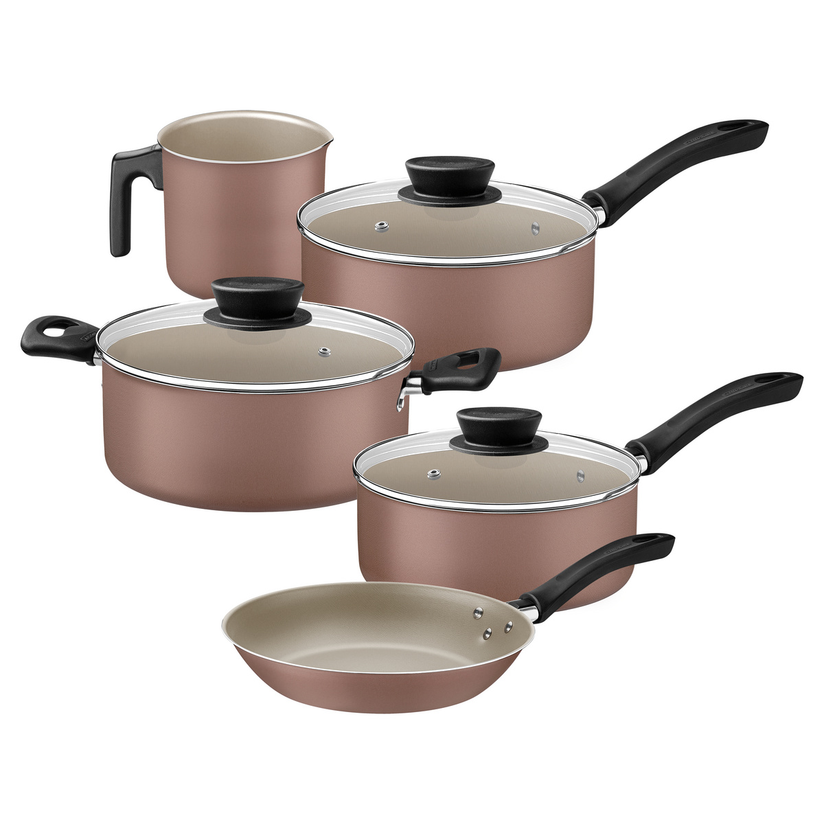 Jogo de Panelas Tramontina Linz em Alum&iacute;nio com Revestimento Interno e Externo em Antiaderente Starflon Max Marrom 5 Pe&ccedil;as Cor Dark gray - SKU 28299305 - 1 image number 0