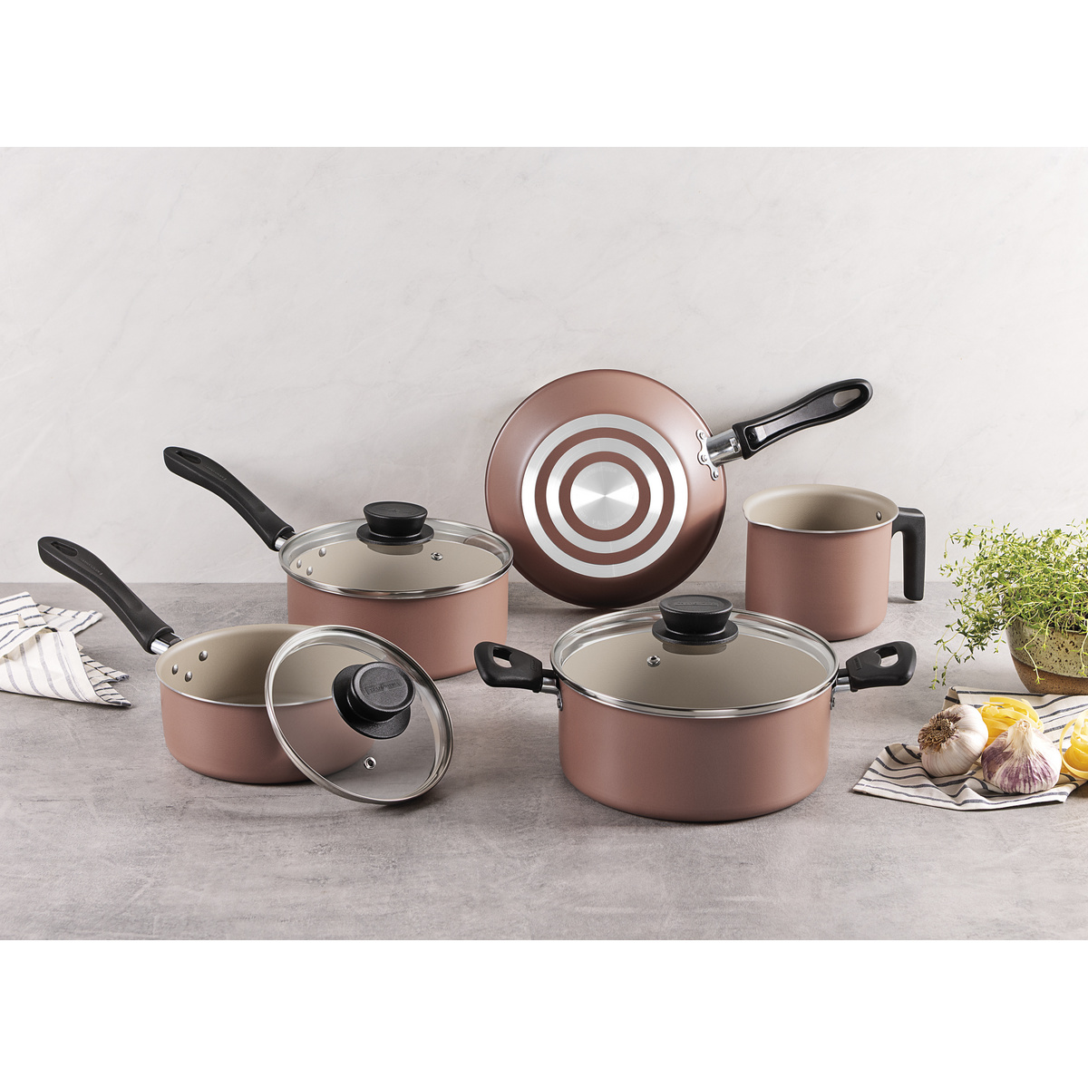 Jogo de Panelas Tramontina Linz em Alum&iacute;nio com Revestimento Interno e Externo em Antiaderente Starflon Max Marrom 5 Pe&ccedil;as Cor Dark gray - SKU 28299305 - 9 image number 8