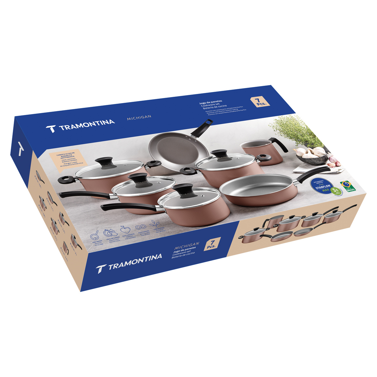 Jogo de Panelas Tramontina Michigan em Alum&iacute;nio com Revestimento Interno e Externo Antiaderente Starflon Max com Cabos e Al&ccedil;as Siena Natural 7 Pe&ccedil;as - SKU 28299498 - 10 image number 9