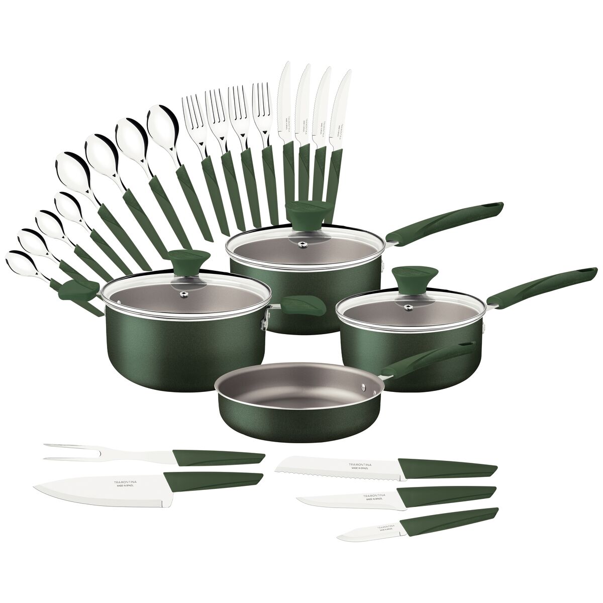 Tramontina Lyf 25-Piece Nature Green Cookware Set