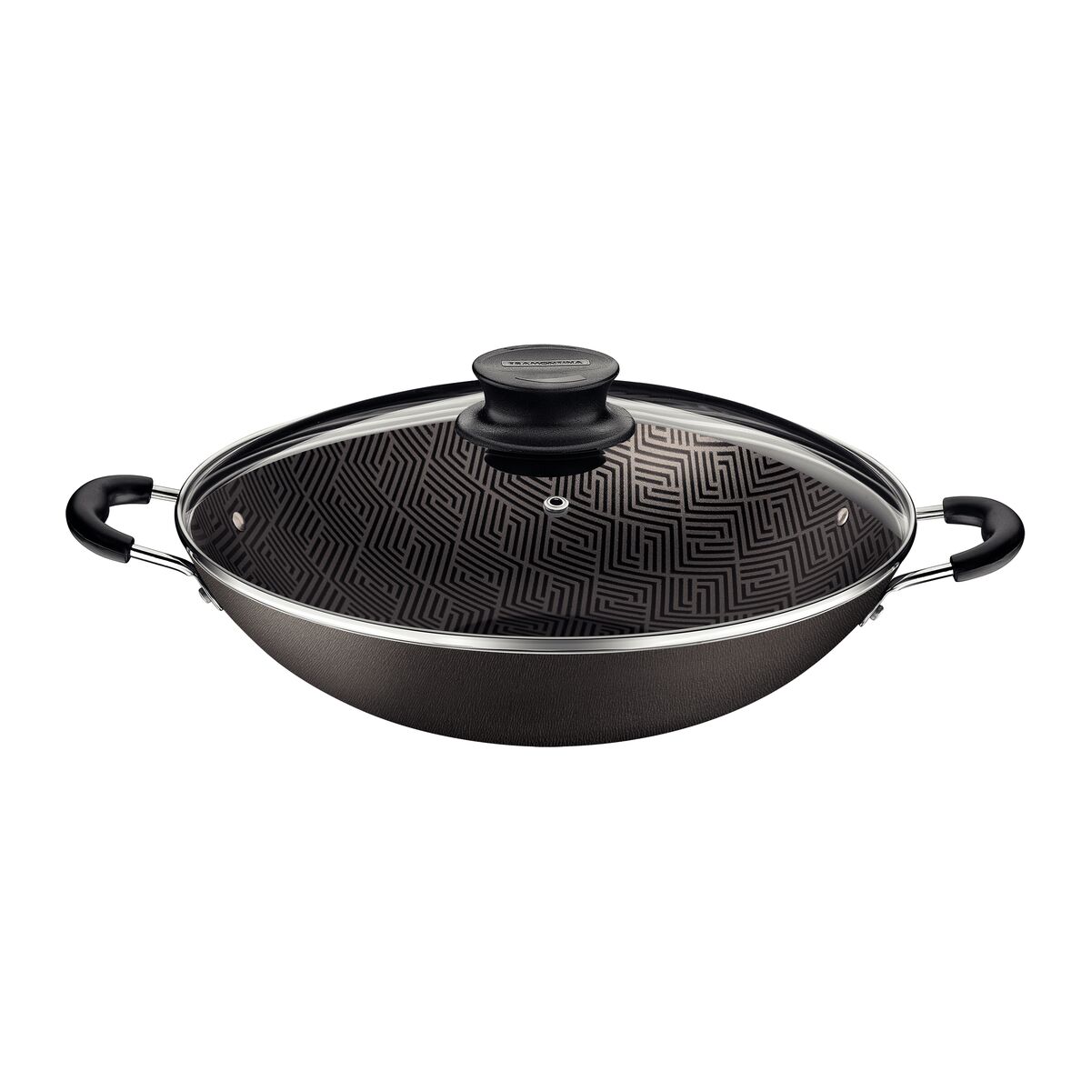 Tramontina Paris Aluminum Wok with Interior and Exterior Starflon Max Lead  Nonstick Coating with a Glass Lid, 32 cm 4,4 L