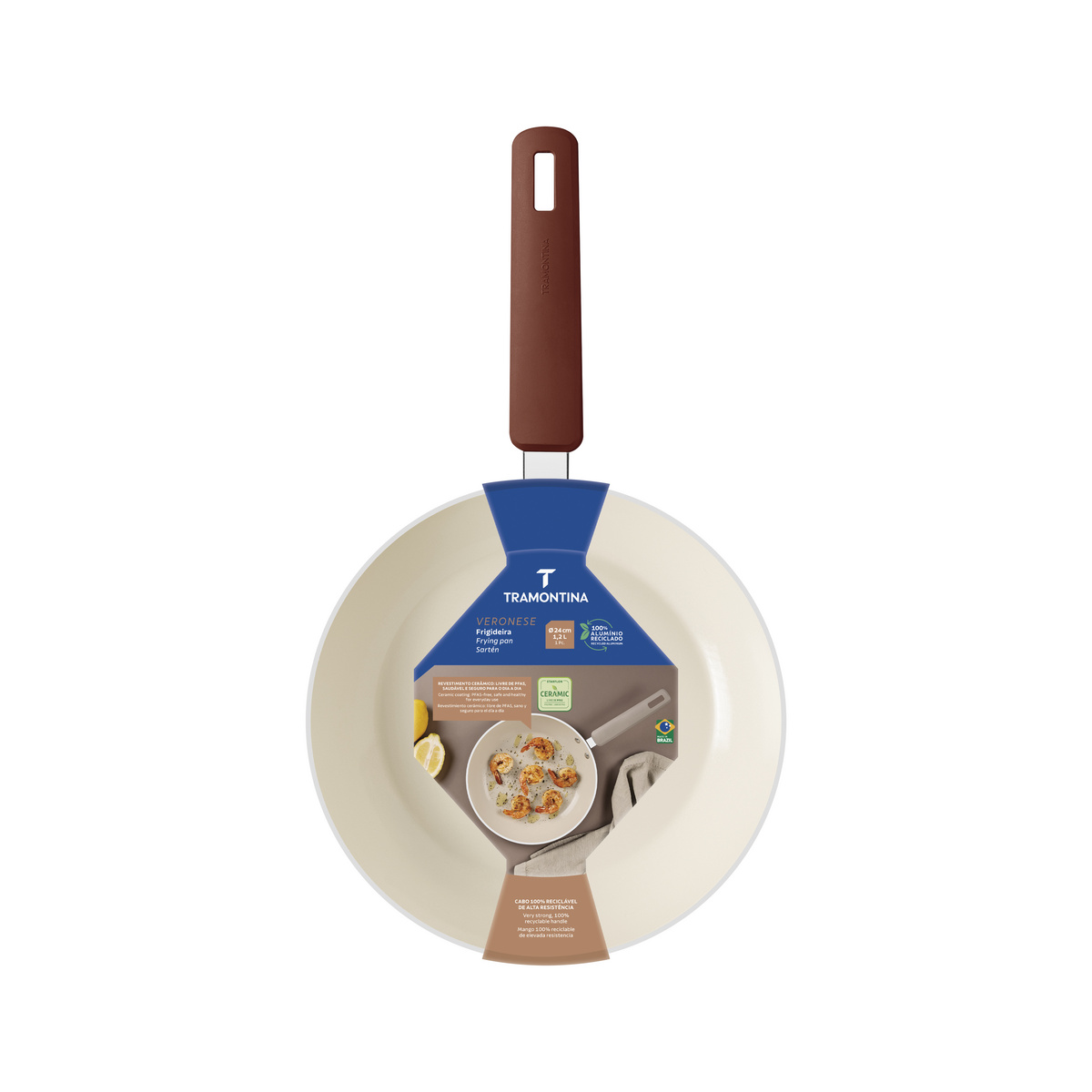 Frigideira Tramontina Veronese em Alum&iacute;nio Reciclado com Revestimento Interno Cer&acirc;mico e Externo Siliconado Argila 24 cm 1,2 L - SKU 28620424 - 5 image number 4