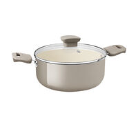 Caçarola Tramontina Veronese em Alumínio Reciclado com Revestimento Interno Cerâmico e Externo Siliconado Bege Mineral 24 cm 4,8 L
