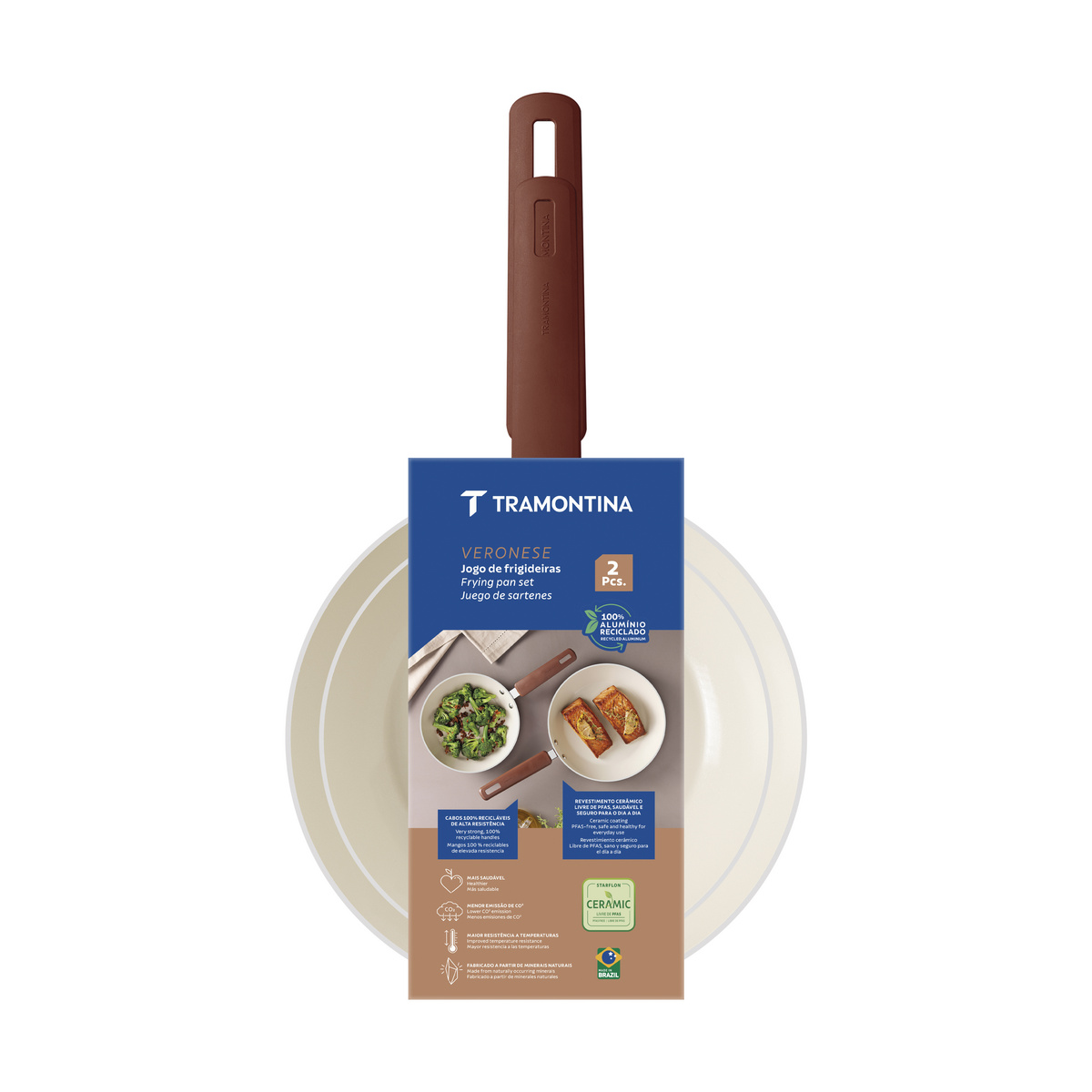 Jogo de Frigideiras Tramontina Veronese em Alum&iacute;nio Reciclado com Revestimento Interno Cer&acirc;mico e Externo Siliconado Argila 2 Pe&ccedil;as - SKU 28699415 - 10 image number 9