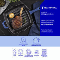 Bistequeira Tramontina Ampezzo em Ferro Fundido com Revestimento Interno e Externo Esmaltado Azul 27 cm 2,4 L Cor Azul - SKU 28750127 - 3 image number 2