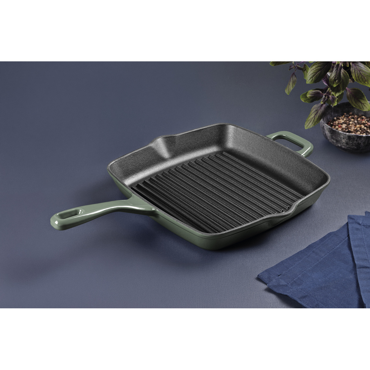 Bistequeira Tramontina Ampezzo em Ferro Fundido com Revestimento Interno e Externo Esmaltado Verde 27 cm 2,4 L Cor Verde - SKU 28750227 - 4 image number 3