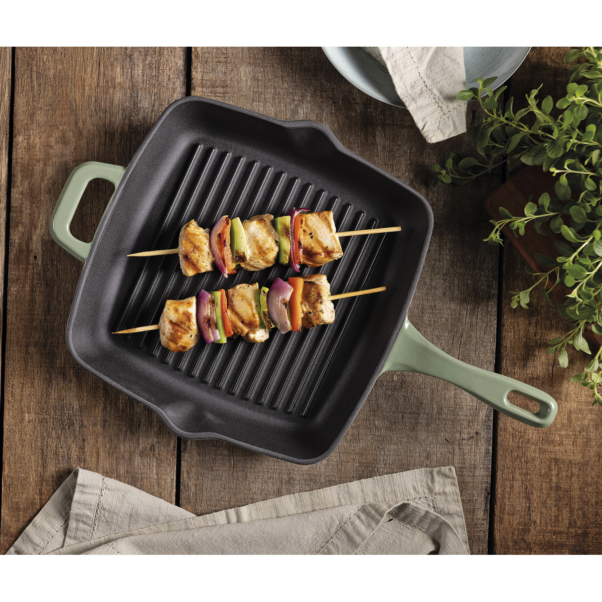 Bistequeira Tramontina Ampezzo em Ferro Fundido com Revestimento Interno e Externo Esmaltado Verde 27 cm 2,4 L Cor Verde - SKU 28750227 - 6 image number 5