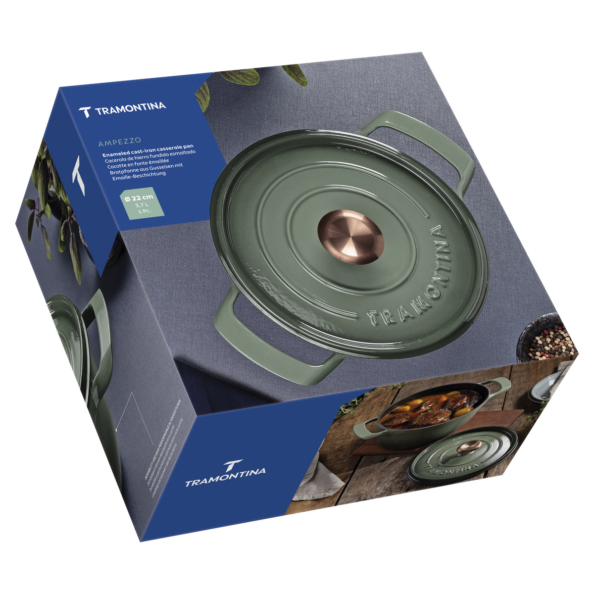Ca&ccedil;arola Tramontina Ampezzo em Ferro Fundido com Revestimento Interno e Externo Esmaltado Verde 22 cm 3,7 L Cor Verde - SKU 28751222 - 7 image number 6