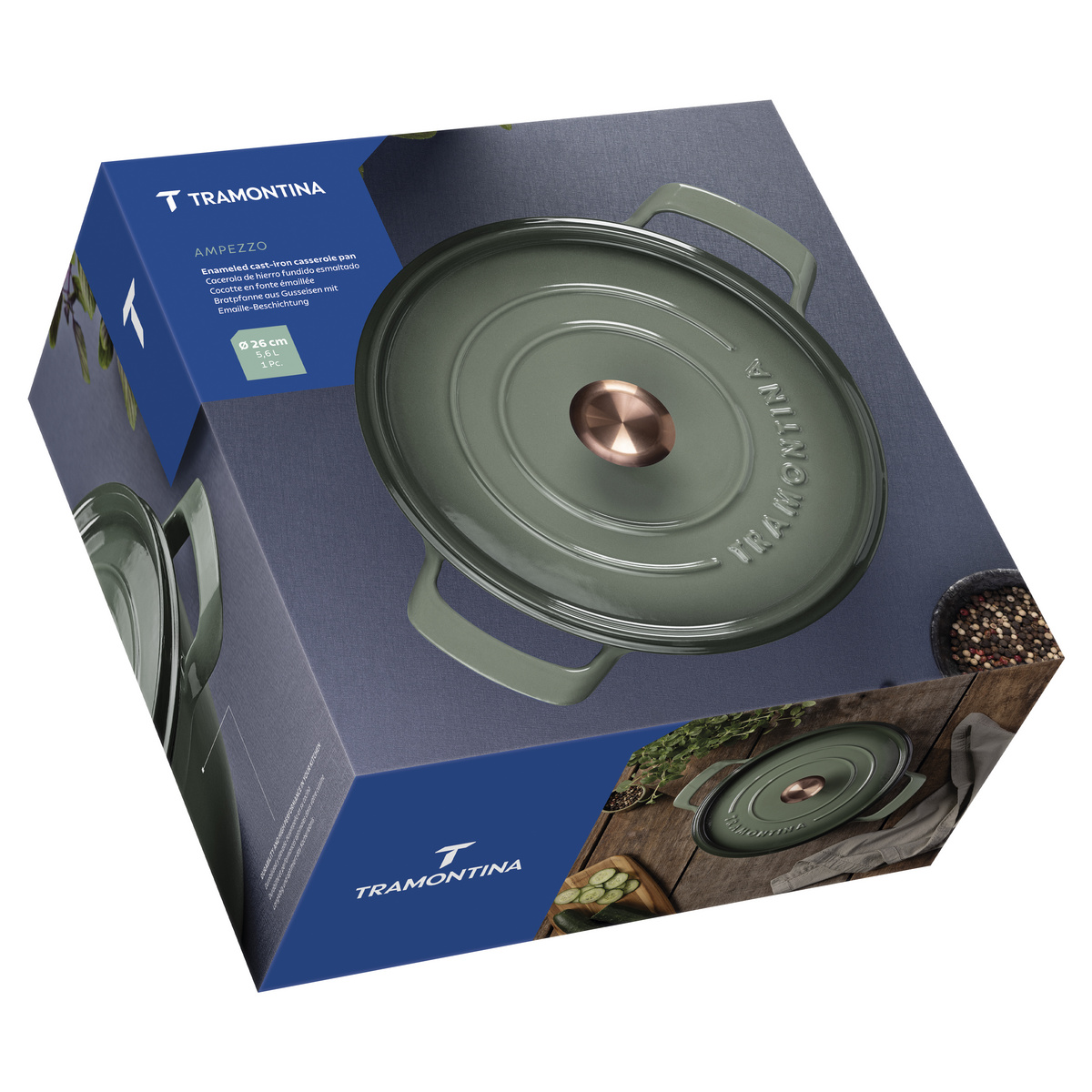 Ca&ccedil;arola Tramontina Ampezzo em Ferro Fundido com Revestimento Interno e Externo Esmaltado Verde 26 cm 5,6 L Cor Verde - SKU 28751226 - 8 image number 7