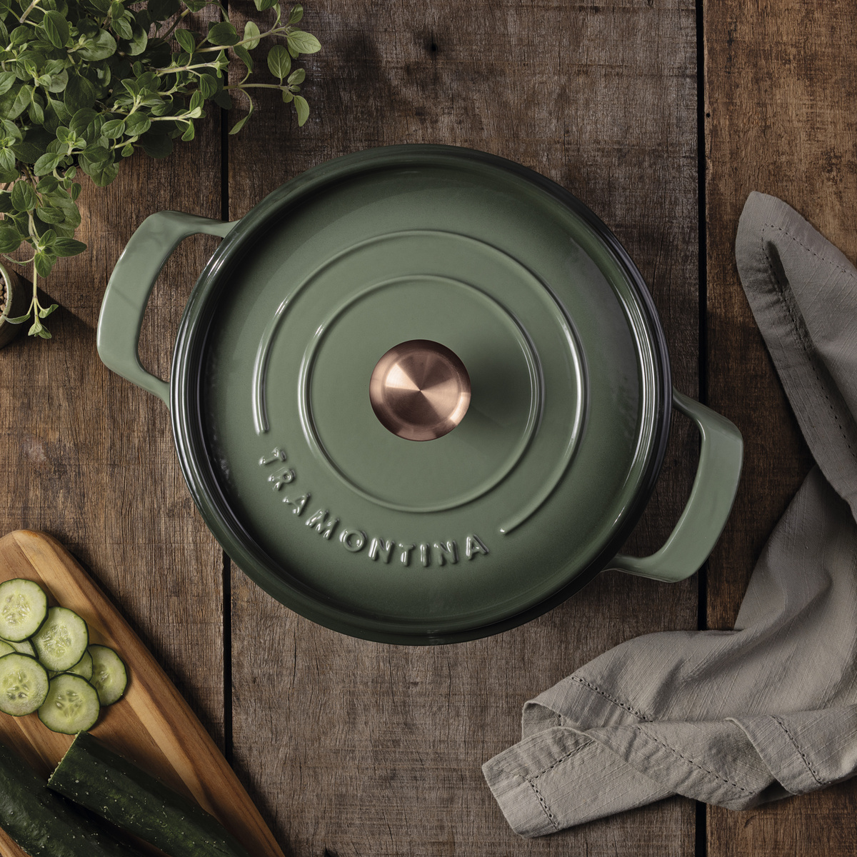 Ca&ccedil;arola Tramontina Ampezzo em Ferro Fundido com Revestimento Interno e Externo Esmaltado Verde 26 cm 5,6 L Cor Verde - SKU 28751226 - 4 image number 3