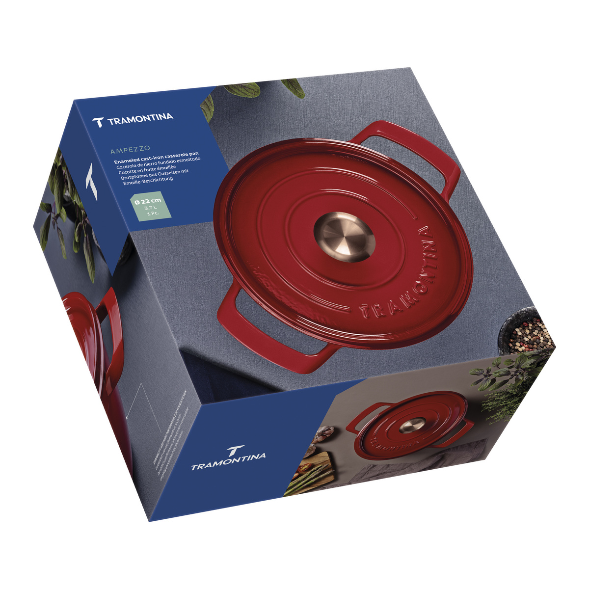 Ca&ccedil;arola Tramontina Ampezzo em Ferro Fundido com Revestimento Interno e Externo Esmaltado Vermelho 22 cm 3,7 L Cor Vermelho - SKU 28751722 - 7 image number 6