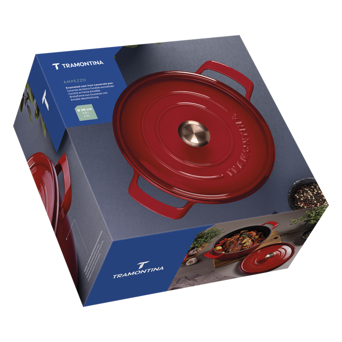 Ca&ccedil;arola Tramontina Ampezzo em Ferro Fundido com Revestimento Interno e Externo Esmaltado Vermelho 26 cm 5,6 L Cor Vermelho - SKU 28751726 - 8 image number 7