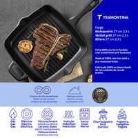 Bistequeira Tramontina Fargo em Ferro Fundido com Acabamento Pre-Seasoned 27 cm 2,3 L Cor Preto - SKU 28762027 - 3 image number 2