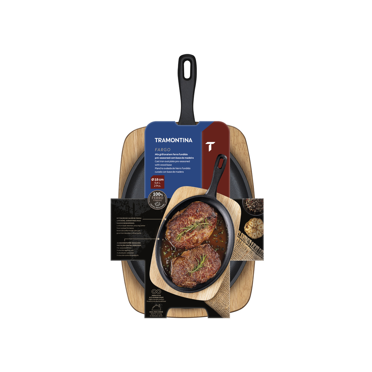 Chapa Oval Tramontina Fargo em Ferro Fundido com Acabamento Pre-Seasoned com t&aacute;bua 18 cm 0,4 L - SKU 28766018 - 6 image number 5