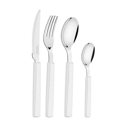 Faqueiro Tramontina Bliss com L&acirc;minas em A&ccedil;o Inox e Cabos em Polipropileno Branco 16 Pe&ccedil;as Cor Branco - SKU 29899142