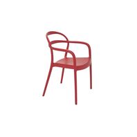 Tramontina Sissi Red Polypropylene Chair with Hollowed-out Backrest and Arms