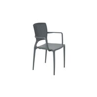 Tramontina Safira Graphite Polypropylene and Fiberglass Chair With Arms